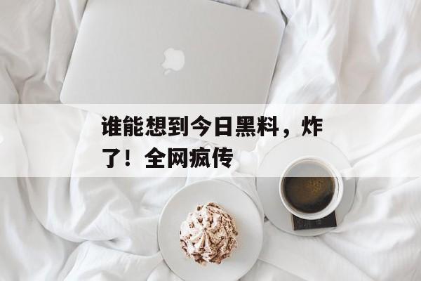 谁能想到今日黑料，炸了！全网疯传